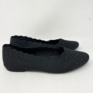 Skechers Cleo Honeycomb Ballerina Flats Womens 10 Black Scalloped Knit Slip-Ons